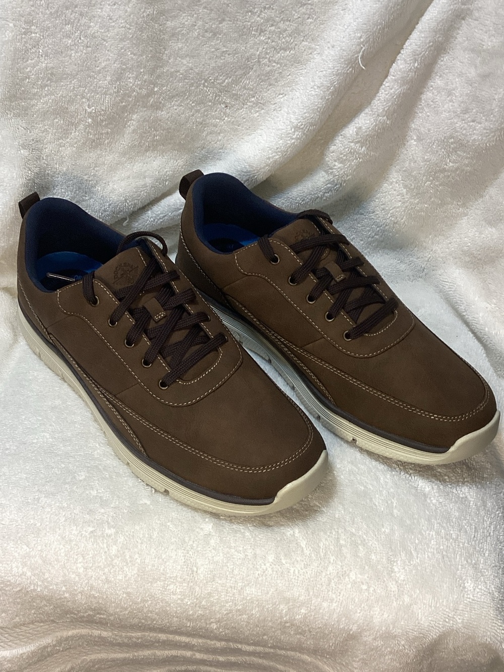 Dockers Men's Sanderson DarknTan Lace-Up Sneakers with Cream Soles